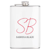 Monogram Initialen Naam Duidelijk Modern Minimalis Heupfles (Voorkant)