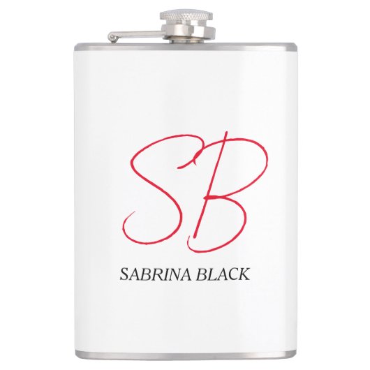 Monogram Initialen Naam Duidelijk Modern Minimalis Heupfles (Voorkant)