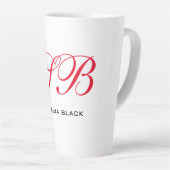 Monogram Initialen Naam Duidelijk Modern Minimalis Latte Mok (Rechterhoek)