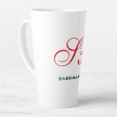 Monogram Initialen Naam Duidelijk Modern Minimalis Latte Mok (Linkerhoek)