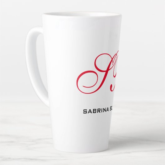 Monogram Initialen Naam Duidelijk Modern Minimalis Latte Mok (Linkerhoek)