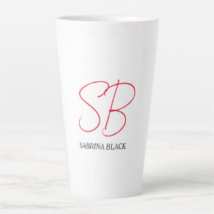 Monogram Initialen Naam Duidelijk Modern Minimalis Latte Mok