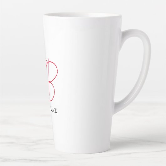 Monogram Initialen Naam Duidelijk Modern Minimalis Latte Mok (Rechts)