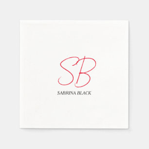 Monogram Initialen Naam Duidelijk Modern Minimalis Servet