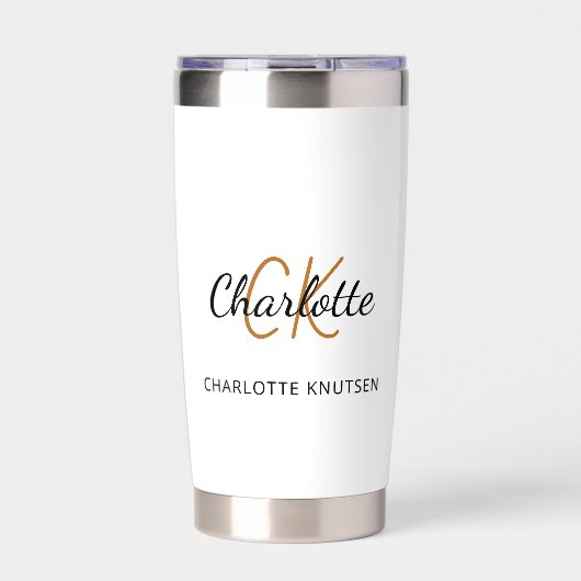 Monogram initialen naam eenvoudig geïsoleerde drinkbeker (Voorkant)