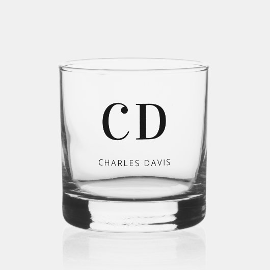 Monogram initialen naam eenvoudig whisky glas (Voorkant)
