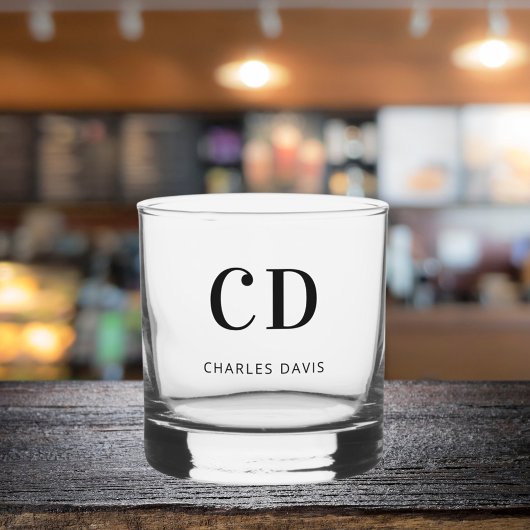 Monogram initialen naam eenvoudig whisky glas