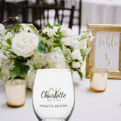 Monogram initialen naam eenvoudig wijnglas zonder voet