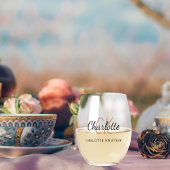 Monogram initialen naam eenvoudig wijnglas zonder voet