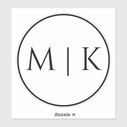 Monogram Initialen Naam Eenvoudige Minimal Wedding Sticker (Vel)