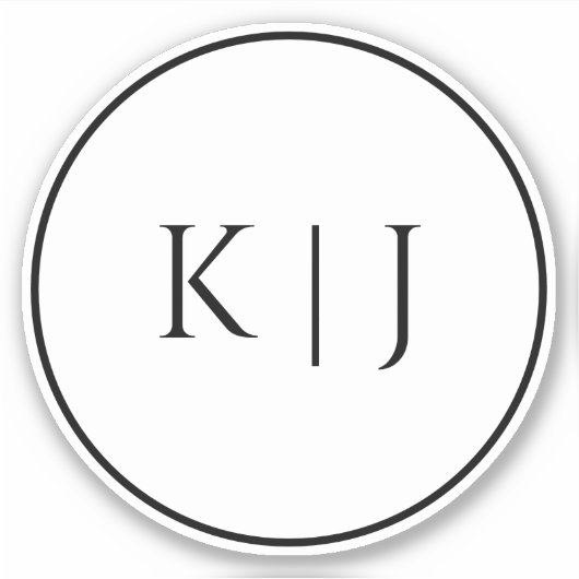 Monogram Initialen Naam Elegant Minimal Wedding Sticker (Voorkant)