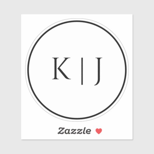 Monogram Initialen Naam Elegant Minimal Wedding Sticker (Vel)