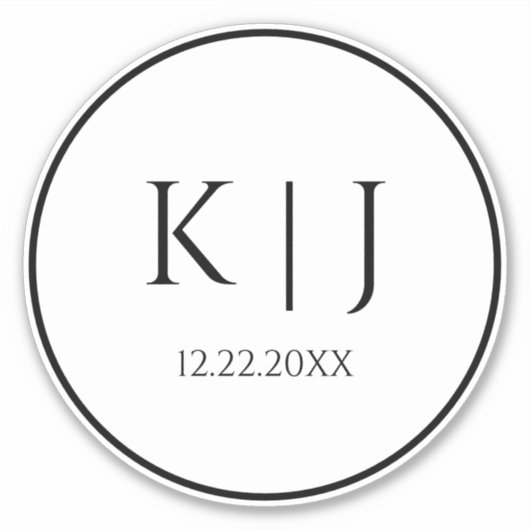 Monogram Initialen Naam Elegante Minimalistische H Sticker (Voorkant)