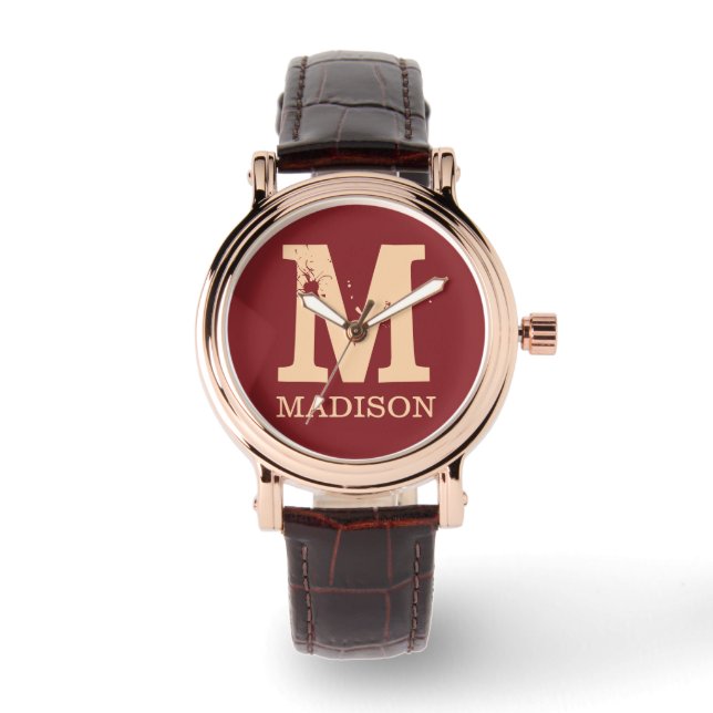 Monogram initialen naam gepersonaliseerd horloge (Voorkant)