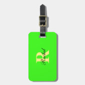 Monogram Initialen Naam Sjablonen Neon Green Gift Bagagelabel (Voorkant verticaal)