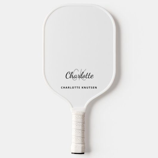Monogram initialen naam witte elegant pickleball paddle (Achterkant)