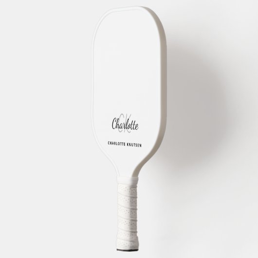 Monogram initialen naam witte elegant pickleball paddle (Links)