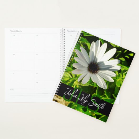 MONOGRAM INITIALEN NAAM WITTE KLEINE BLOEM FOTO PLANNER (Display)