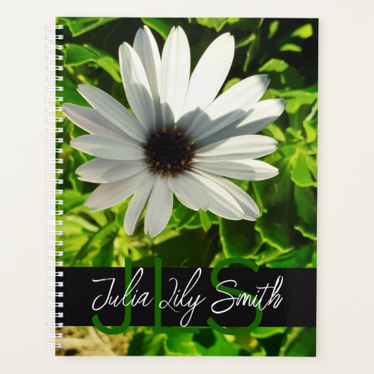 MONOGRAM INITIALEN NAAM WITTE KLEINE BLOEM FOTO PLANNER (Voorkant)
