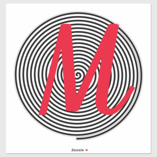 Monogram Initialen Naam Zwart en Rood Koel Unique Sticker (Vel)