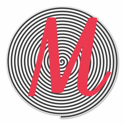 Monogram Initialen Naam Zwart en Rood Koel Unique Sticker (Voorkant)