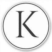 Monogram Initialen Naam Zwart Wit Eenvoudig Minima Sticker (Voorkant)