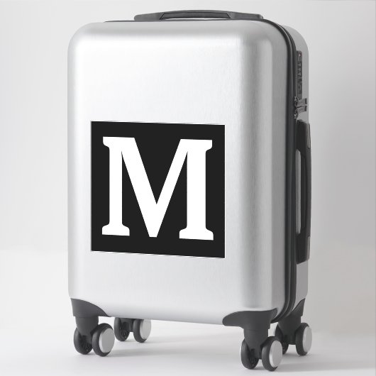 Monogram Initialen Naam Zwart Wit Minimalist Sticker (Koffer)