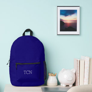 Monogram Initialen Navy Blauw Wit Classic Bedrukte Rugzak