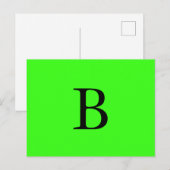 Monogram Initialen Neon Green Bright Colorful Cool Briefkaart (Voorkant / Achterkant)