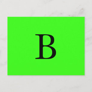 Monogram Initialen Neon Green Bright Colorful Cool Briefkaart