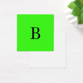 Monogram Initialen Neon Green Bright Colorful Cool Vierkante Visitekaartjes (Bureau)