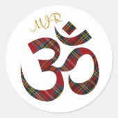 Monogram Initialen OM Symbool 1,5-in Ronde Sticker (Voorkant)