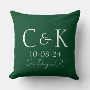 Monogram Initialen op bos groene bruiloft Kussen