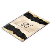 Monogram Initialen op Luxe Zwart en Goud Notitieboek (Linkerzijde)