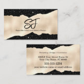 Monogram Initialen op Luxe Zwart en Goud Visitekaartje (Voorkant / Achterkant)