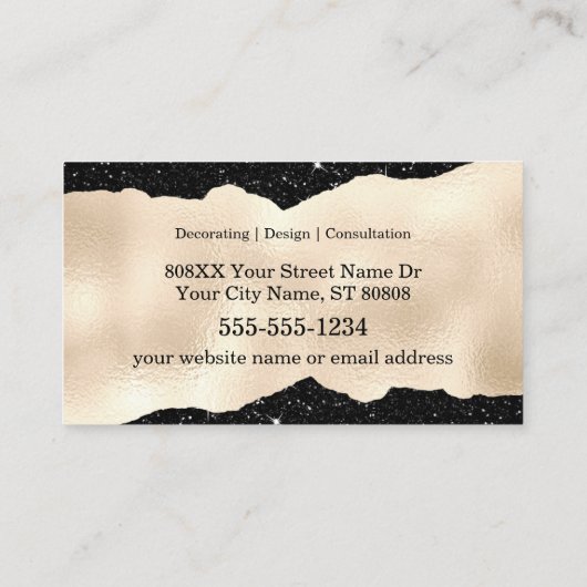 Monogram Initialen op Luxe Zwart en Goud Visitekaartje (Achterkant)