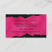 Monogram Initialen op Luxe Zwart en Hot Pink Visitekaartje (Achterkant)