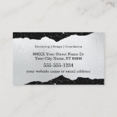 Monogram Initialen op Luxe Zwart en Zilver Visitekaartje (Achterkant)