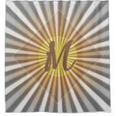 Monogram Initialen op Starburst Stripes Geel Geel Douchegordijn (Voorkant)