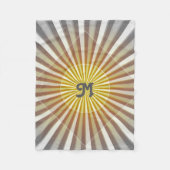 Monogram Initialen op Starburst Stripes Geel Geel Fleece Deken (Voorkant)
