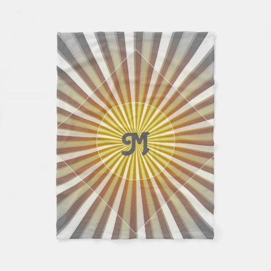 Monogram Initialen op Starburst Stripes Geel Geel Fleece Deken (Voorkant)