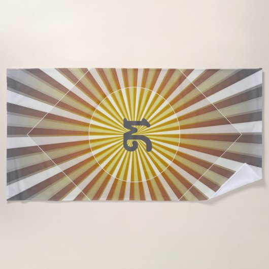 Monogram Initialen op Starburst Stripes Geel Geel Strandlaken (Voorkant)