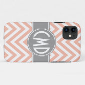 MONOGRAM INITIALEN ORANJE CHEVRON Case-Mate iPhone CASE (Achterkant (horizontaal))