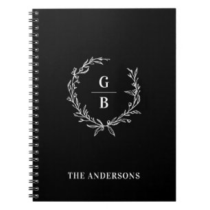 Monogram Initialen paar familie krans multi foto Notitieboek