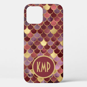 Monogram Initialen Paarse gouden zeemeerminnen Case-Mate iPhone Case