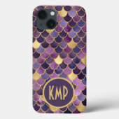 Monogram Initialen Paarse goudkalveren Case-Mate iPhone Case (Achterkant)