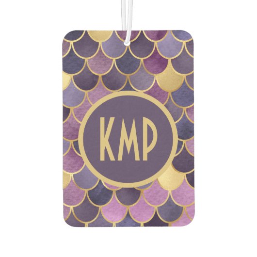 Monogram Initialen Paarse goudkalveren Luchtverfrisser (Achterkant)