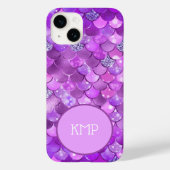Monogram Initialen Paarse zilveren Zeemeerminnen Case-Mate iPhone Case (Achterkant)