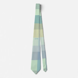 Monogram Initialen Pastel Retro Stripes Blauwgroen Stropdas