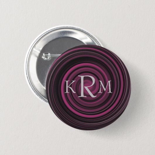Monogram Initialen Plum Swirl  Button (Voorkant /achterkant)